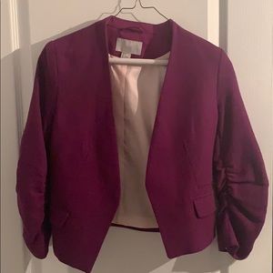 Purple, three quarter length sleeve blazer.
